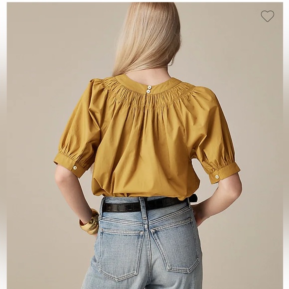 NWT-J.Crew Smock-neck puff-sleeve top in cotton poplin - Picture 2 of 4